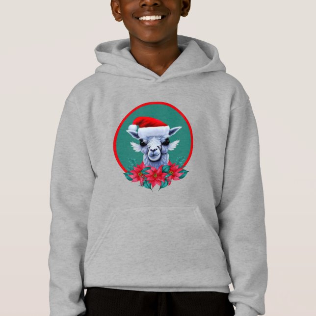 Natal Llama E Wreath Hoodie (Frente)