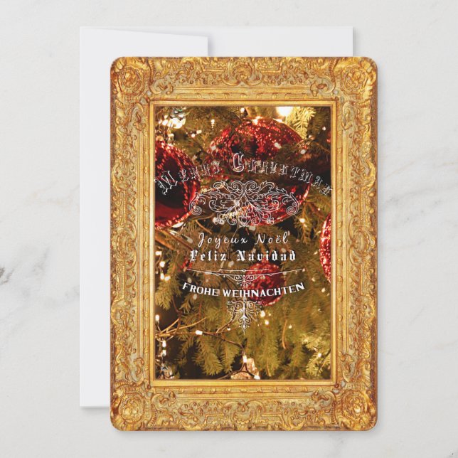 Natal Luxuoso Dourado - Cartão de Convite (Frente)