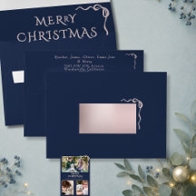 Natal Minimalista Azul Marinho e Arco de Ouro Rosa