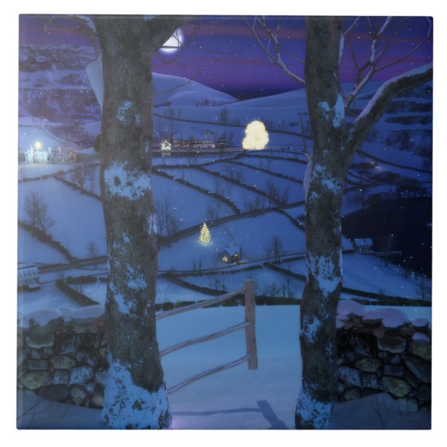 Natal no Azulejo Decorativo Glen / Trivet (Frente)