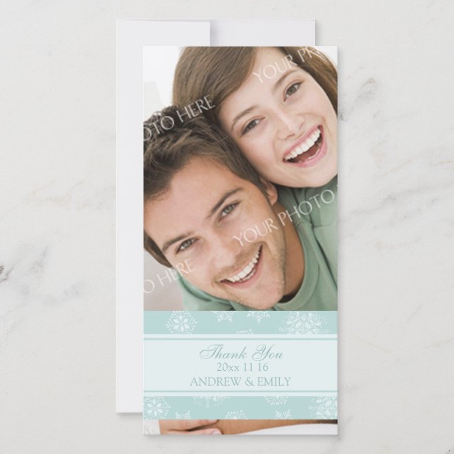 Natal Obrigado Cartões com fotos de Casamento (Frente)