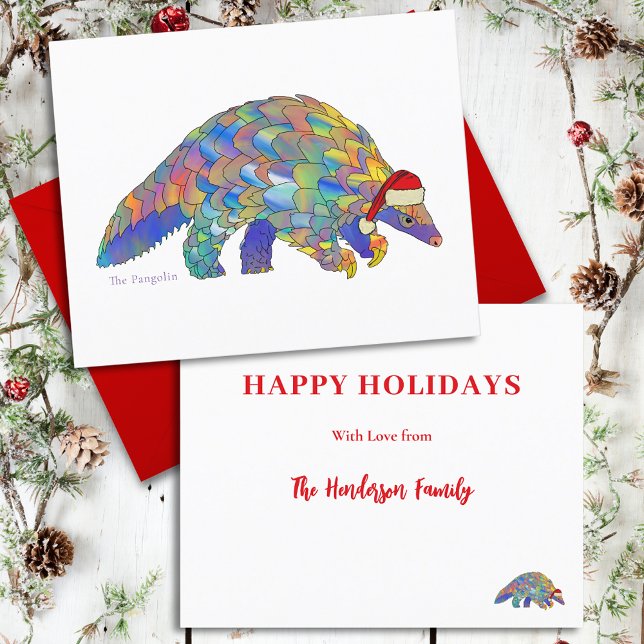 Natal Pangolim Fofo Espécie Ameaçada Orçamento (Christmas pangolin custom holiday greetings budget card)