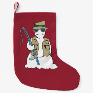 Natal Pequena meia do boneco de neve do pescador