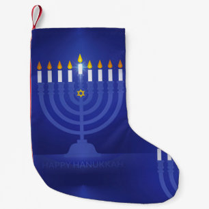 Natal Pequena meia feliz azul de hanukkah