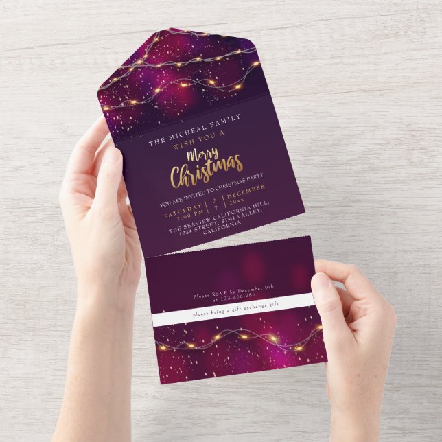 Natal personalizado do Neon de ouro roxo chic (Tearaway)