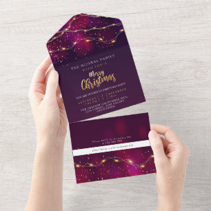 Natal personalizado do Neon de ouro roxo chic