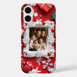 Natal Personalizado Foto Festivo Vermelho Branco