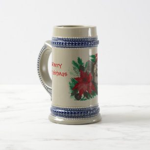 Natal Poinsettia Puppy Designed Mug Caneca de cerv