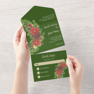 Natal Poinsettias Casando Verde e Vermelho