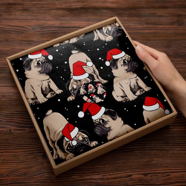 Natal Pug Holiday | Papel Tecido Cão (Criador carregado)