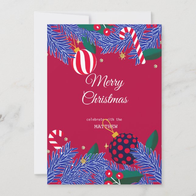 Natal Red Berry Wreath Convite (Frente)