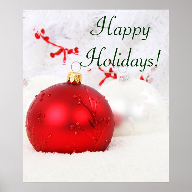 Natal Red E White Happy Holidations V Poster (Frente)