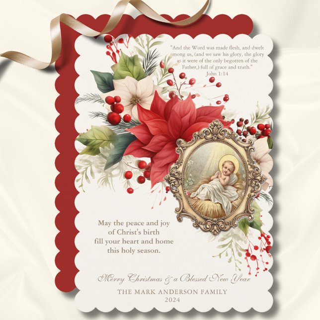 Natal Religioso Poinsettia Baby Jesus (Criador carregado)