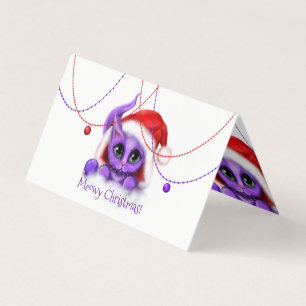 Natal roxo de Meowy do papai noel do gatinho