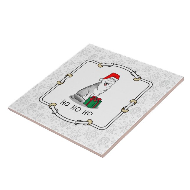 Natal Santa Hat Siberian Husky (prateado) (Lateral)