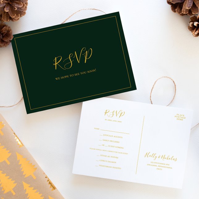 Natal simples | Cartão postal RSVP de Escolha do M (Criador carregado)