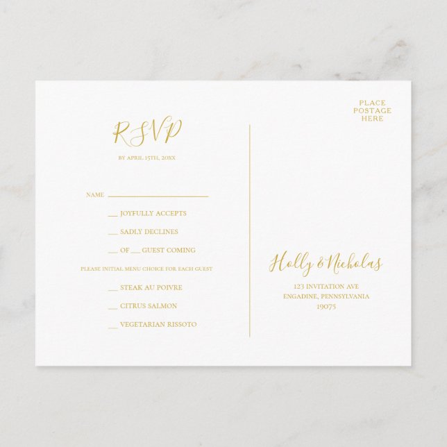 Natal simples | Cartão postal RSVP de Escolha do M (Verso)