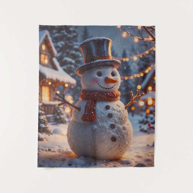 Natal Snowman Tapeçaria (Frente)