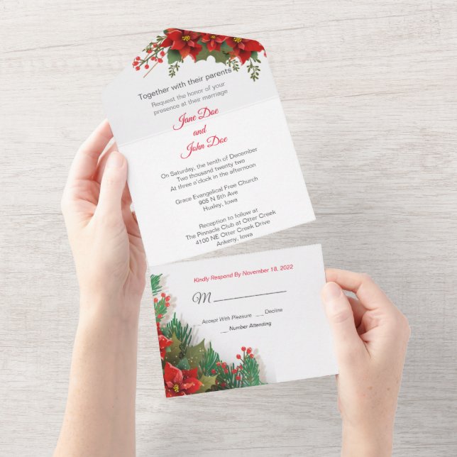 Natal tudo em um Convite de casamento (Aba destacável)