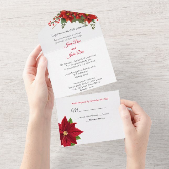 Natal tudo em um Convite de casamento (Aba destacável)