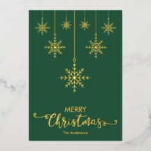Natal Verde Flocos de Neve Dourados