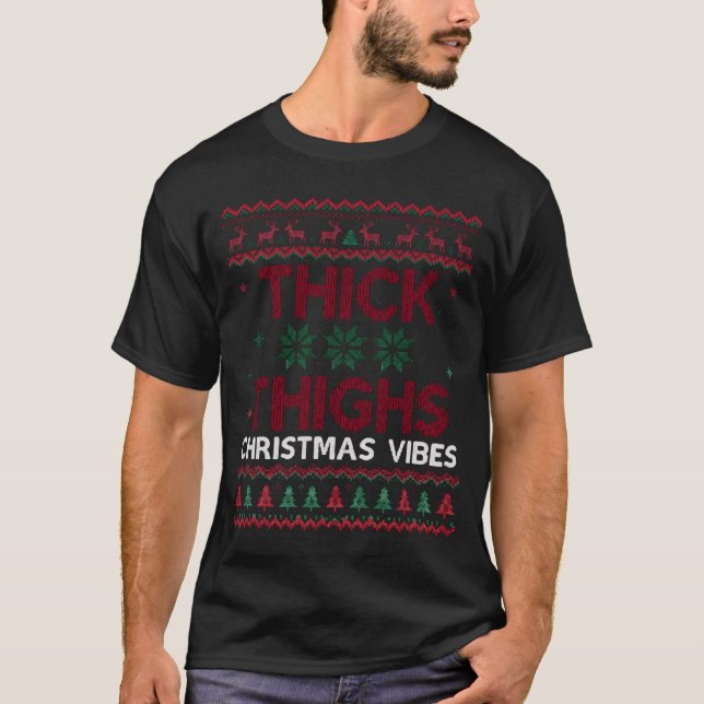 Natal Vibes de Coxa Grossa Suéter Feio de Tricô Re (Frente)