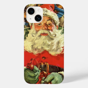 Natal vintage Papai Noel em Sleigh com Brinquedos
