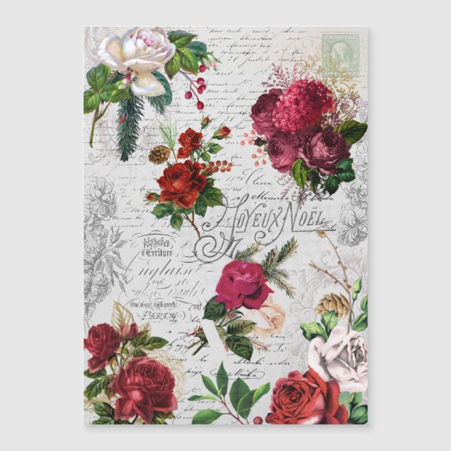 Natal vintage Rosa Joyeux Noel Ephemera (Frente)