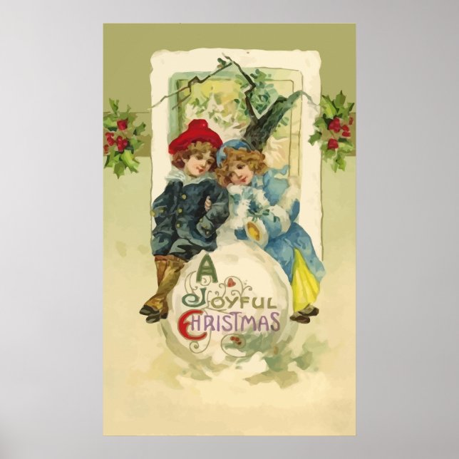 Natal vintage Snowball Poster (Frente)