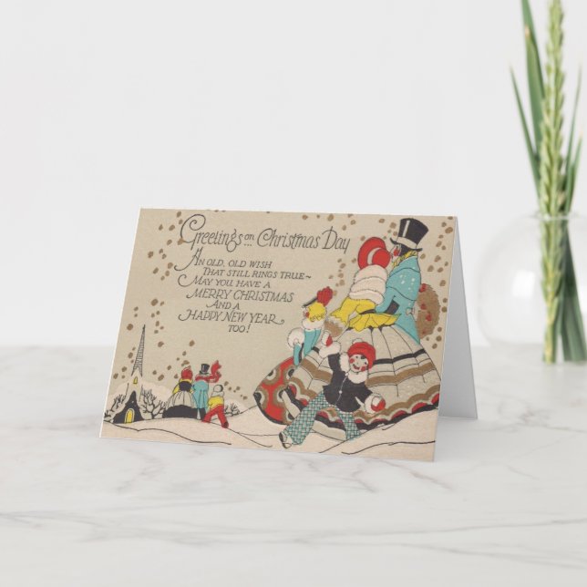 Natal vitoriano e cartão de boas-vindas de ano nov (Frente)