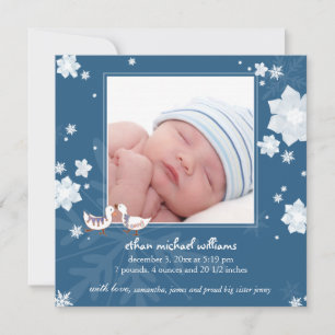 Natal Winter Baby Boy Blue Birth Anúncio