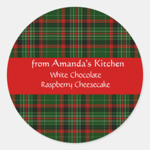 Natal, Xadrez Vermelha, Personalizado, Adesivos de