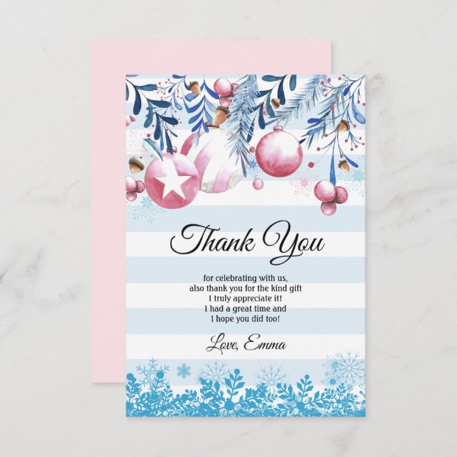 Natal, Xmas, cartão de agradecimento (Frente/Verso)