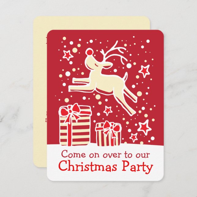 Natas de convite de festas de Natal, natas vermelh (Frente/Verso)