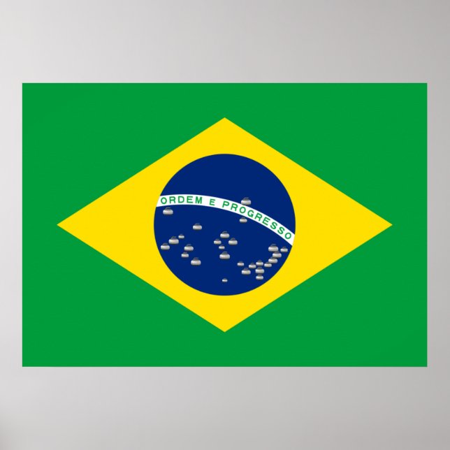 National Flag of Brazil with Curling Rocks Poster (Frente)