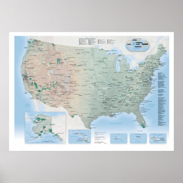 National Parks Map Poster USA (Atualização 2021) (Frente)