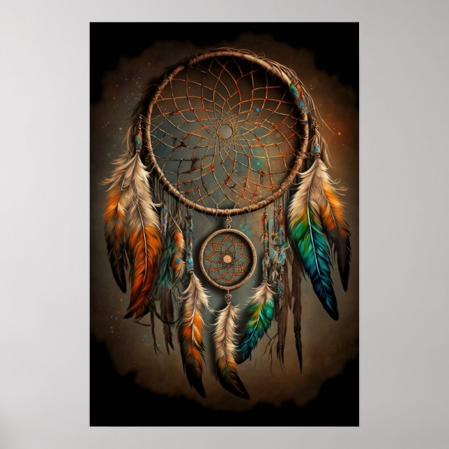 Native American Dreamcatcher Art Impressão Poster (Frente)