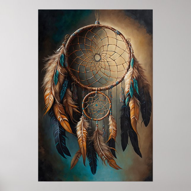 Native American Dreamcatcher Art Impressão Poster (Frente)