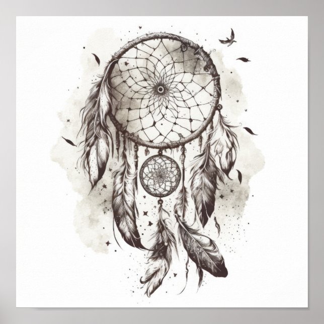 Native American Dreamcatcher Art Impressão Poster (Frente)