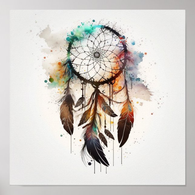 Native American Dreamcatcher Art Impressão Poster (Frente)