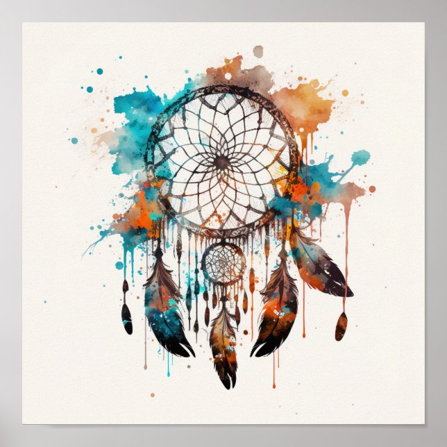 Native American Dreamcatcher Art Impressão Poster (Frente)
