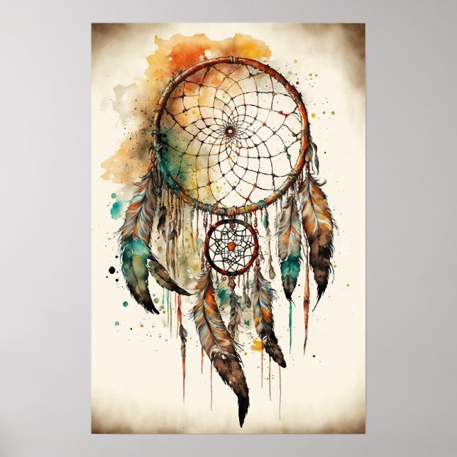 Native American Dreamcatcher Art Impressão Poster (Frente)