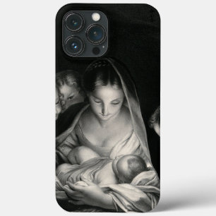 Natividade Bebê Jesus Virgem Maria Anjos Preto Bra