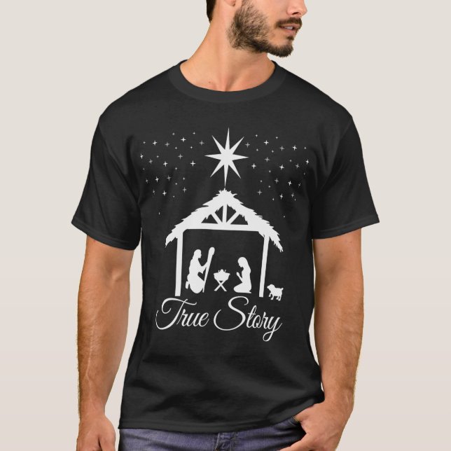 Natividade de Natal Camisa Verdadeira História Cen (Frente)