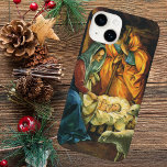 Natividade dos natais vintages, Jesus dos Bebês em<br><div class="desc">Vintage ilustrando design de Natal religioso apresentando uma natividade clássica. Uma cena familiar religiosa cristã com Maria,  José e a criança Jesus Cristo na mangueira com cordeiro e ovelha. Belém.</div>