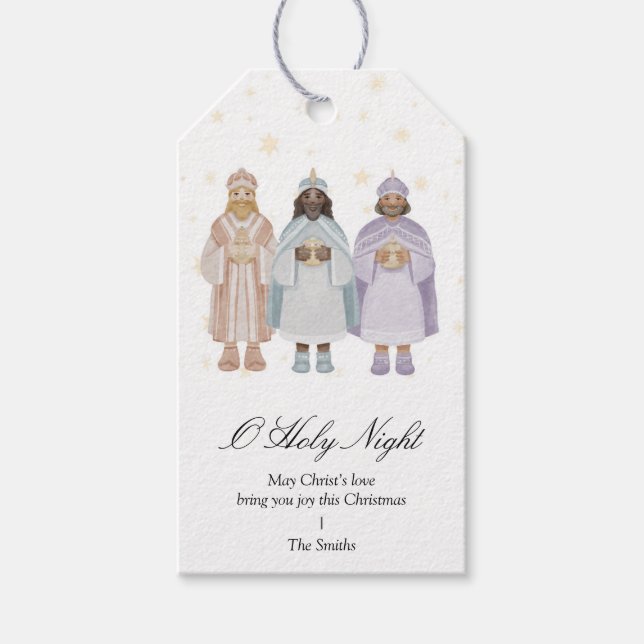 Natividade Três Homens Sábios Etiqueta de Natal (Frente)