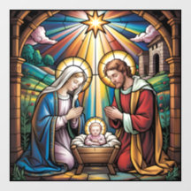 Nativity Stained Glass Art – Holy Family Christmas