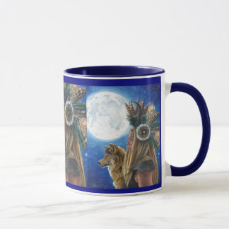 Nativo americano da caneca do lobo da caneca de