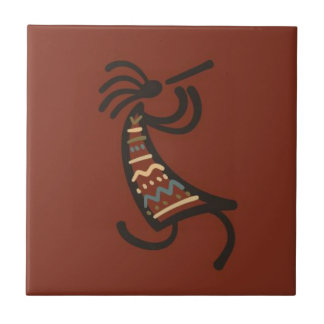 Nativo Americano Kokepelli Dancer Dark Red