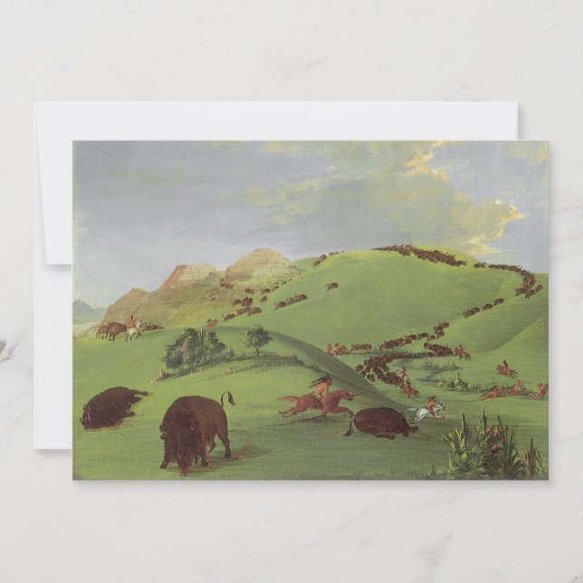 Nativos americanos antigos, Caça ao Búfalo por Cat (Frente)